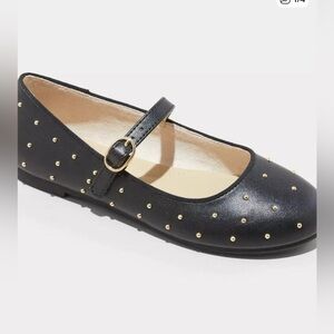 CAT & JACK TODDLER GIRL BLACK BEAD SLIP ON DRESS SHOES FLATS MEMORY FOAM Sz 5